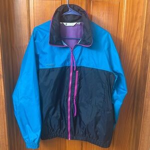 Columbus windbreaker black, turquoise, and pink. Size XL